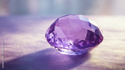 Close-up of an amethyst stone reflecting light 