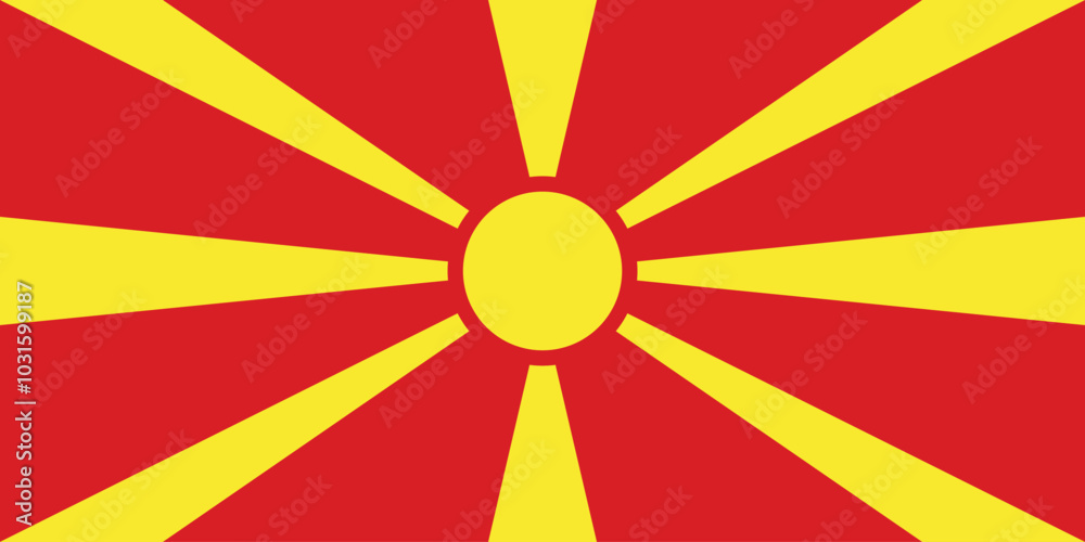 Normal flag of the European country of NORTH MACEDONIA with original aspect ratio Normal flag of the European country of NORTH MACEDONIA with original aspect ratio
