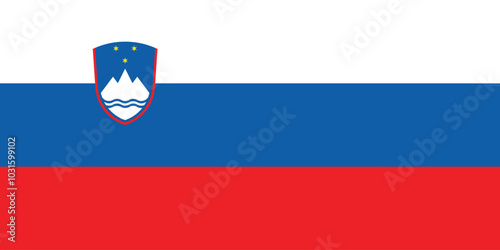 Normal flag of the European country of SLOVENIA with original aspect ratio