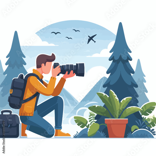 a cameraman is taking photo vector