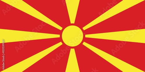 Normal flag of the European country of NORTH MACEDONIA with original aspect ratio