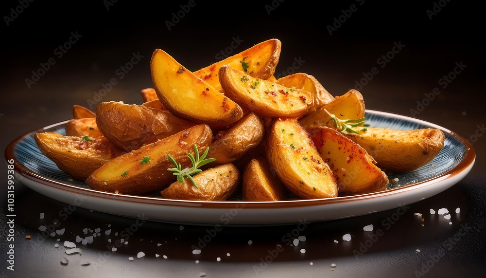 Crispy golden fish and chips with a side of fluffy potato wedges, a classic British pub meal Crispy golden fish and chips with a side of fluffy potato wedges, a classic British pub meal