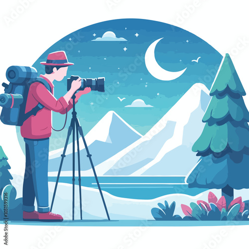 a cameraman is taking photo vector