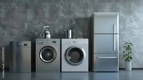 Modern Stainless Steel Appliances in a Minimalist Kitchen photo