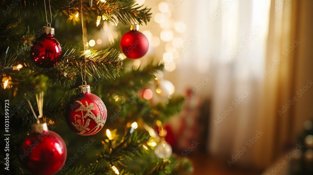 Decorated Christmas tree on a blurred background. Decorated Christmas tree on a blurred background.