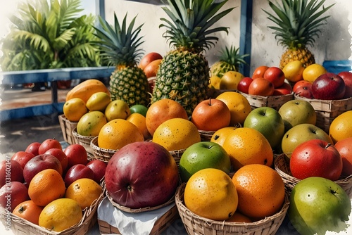 Fresh tropical fruits at a brazilian market