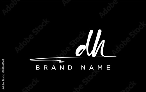 DH letter beauty handwriting vector logo.