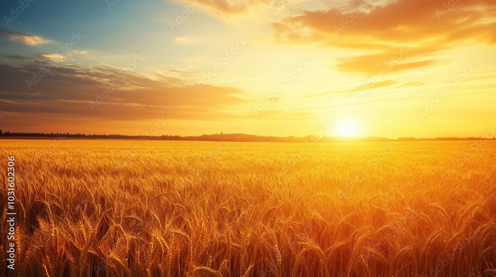 Golden wheat field at sunset. Golden wheat field at sunset.