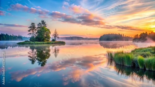 Serene Water Landscape with Ethereal Smoke for Tranquil Atmosphere