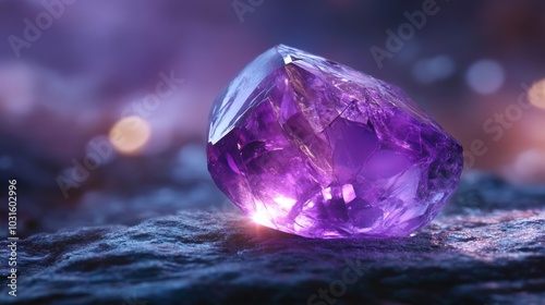 glowing amethyst stone reflecting light