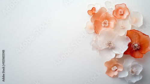 Delicate florals with crystallike textures and light scattering, groundbreaking florals texture, concept of nature elegance photo