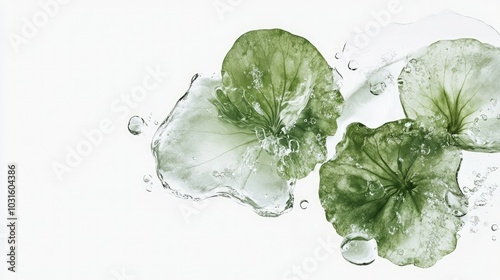 A smudge of Centella asiatica gel, with its rich green color and translucent texture, artistically applied on a white background to highlight its skincare benefits.