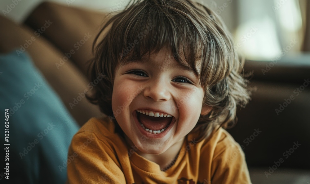 Smiling child with brown hair, yellow shirt. Smiling child with brown hair, yellow shirt.