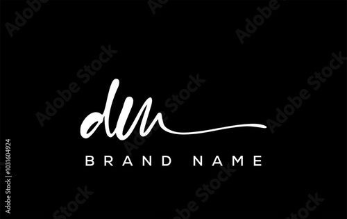 DM letter beauty handwriting vector logo.