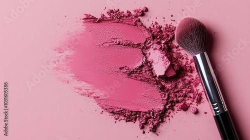 Makeup cosmetics on a pink background. -