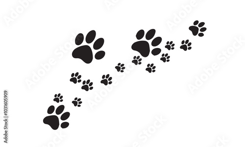 Paw vector foottrail print. dog, paw, print, pattern, animal, cat, vector, illustration, footprint, black, icon, symbol, etc. photo