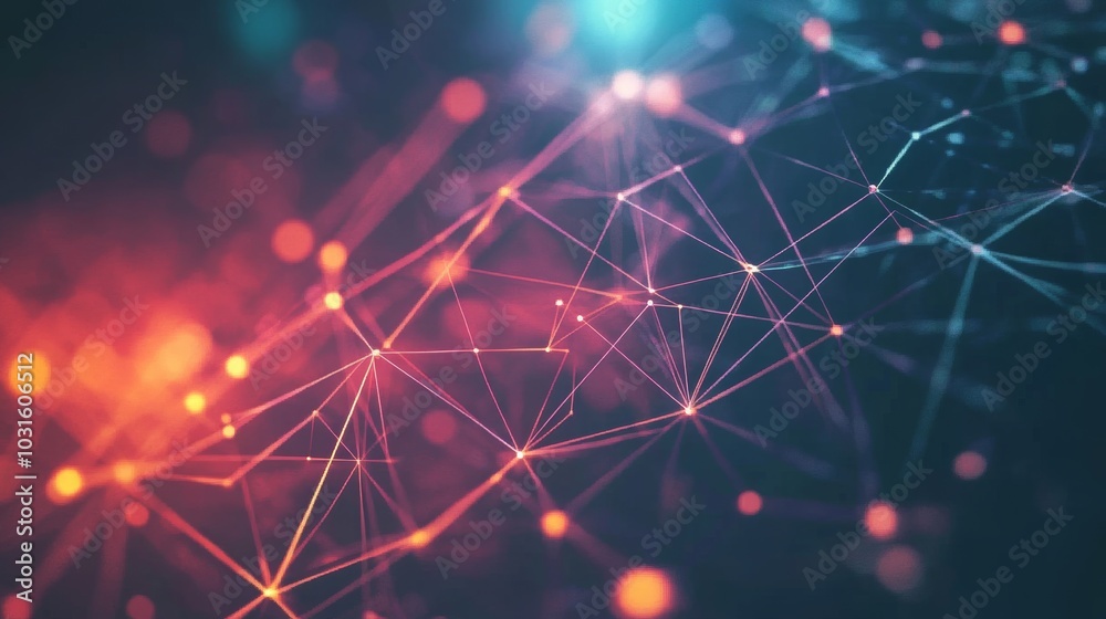 Network of connected lines and triangles, symbolizing digital data and communication technology. -- Network of connected lines and triangles, symbolizing digital data and communication technology. --