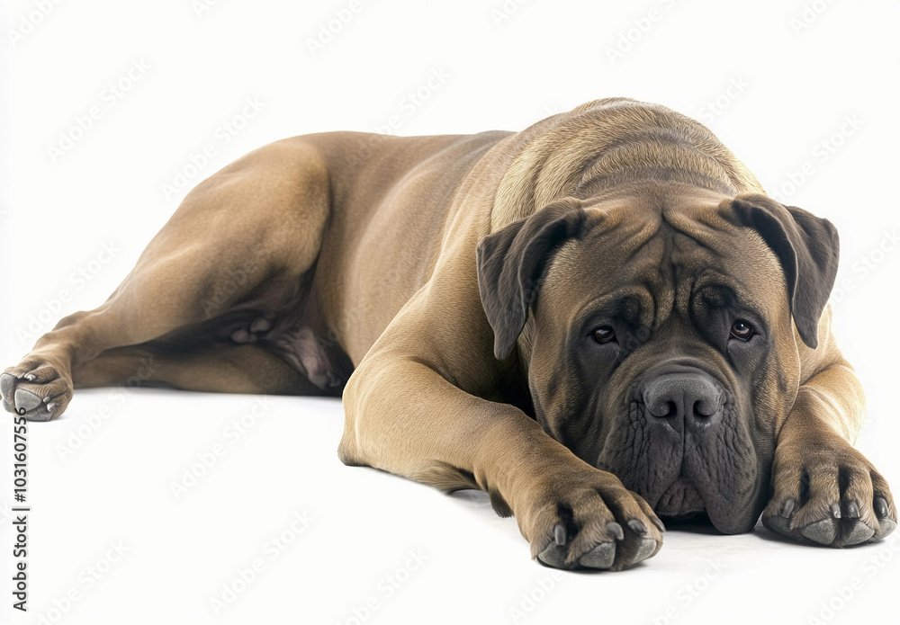 Obraz premium Mastiff Isolated on White Background : English mastiff Dog - Large Mammal Pet Portrait