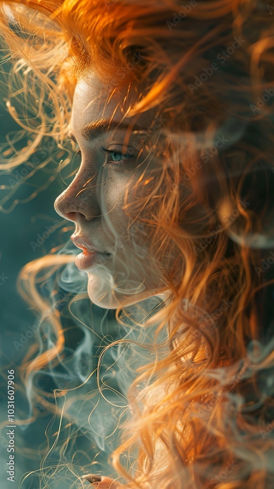 Redhead Woman with Smoke in her Hair - Portrait Photography Redhead Woman with Smoke in her Hair - Portrait Photography