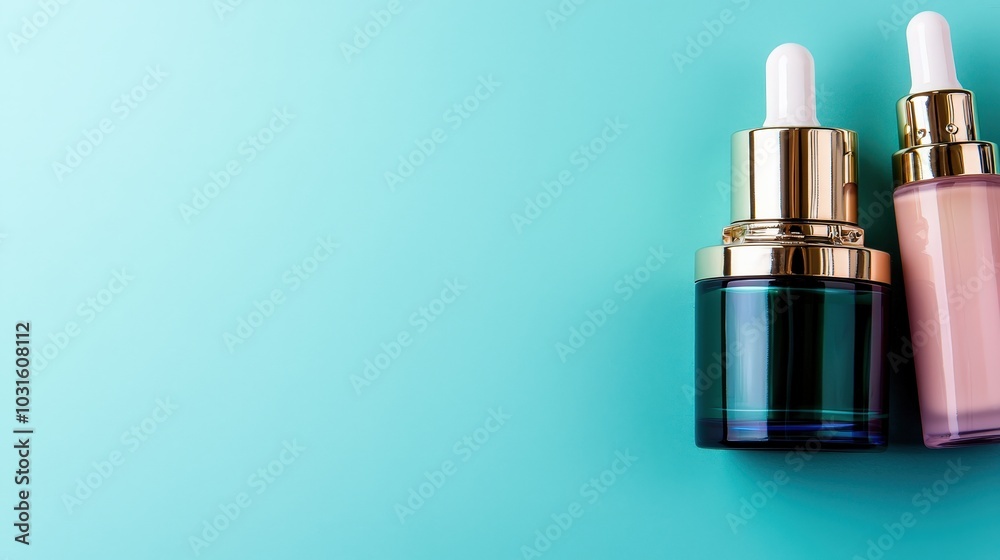 Skincare Products on Pastel Background with Copy Space Skincare Products on Pastel Background with Copy Space