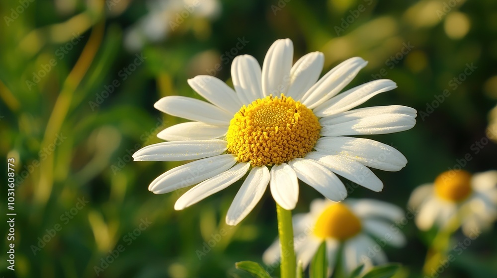 Flowers on a sunny spring day Close-up of a daisy flower Flowers on a sunny spring day Close-up of a daisy flower