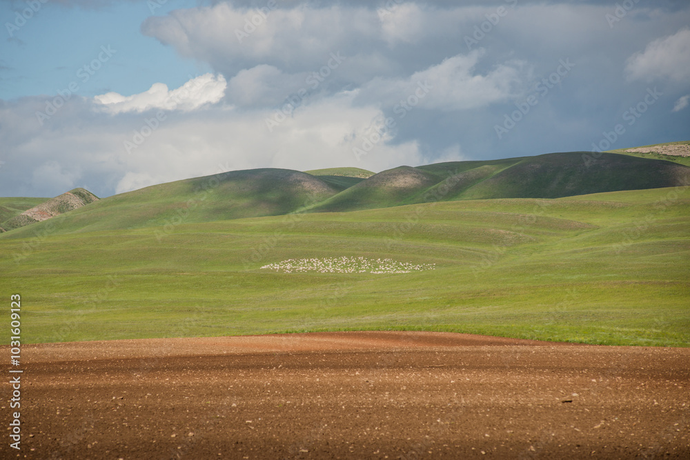 Fototapeta premium Nagai or long mountains in a thunderstorm
