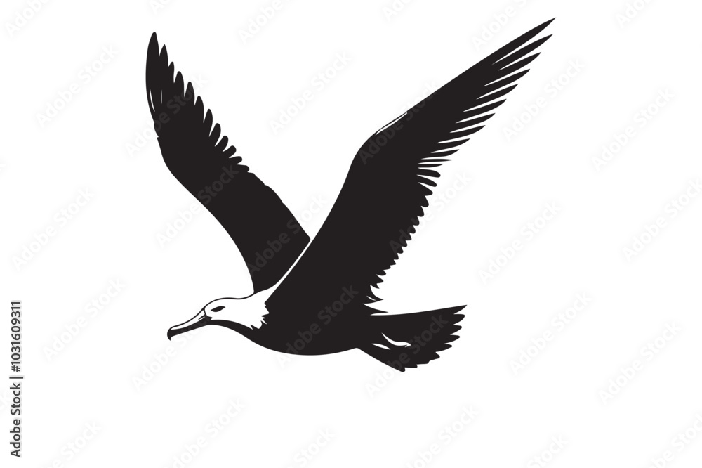 Fototapeta premium Albatross Silhouette Vector Illustration – Perfect for T-Shirts, Hoodies & Décor