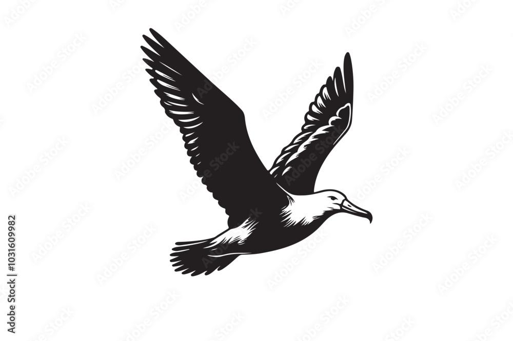 Fototapeta premium Albatross Silhouette Vector Illustration – Perfect for T-Shirts, Hoodies & Décor