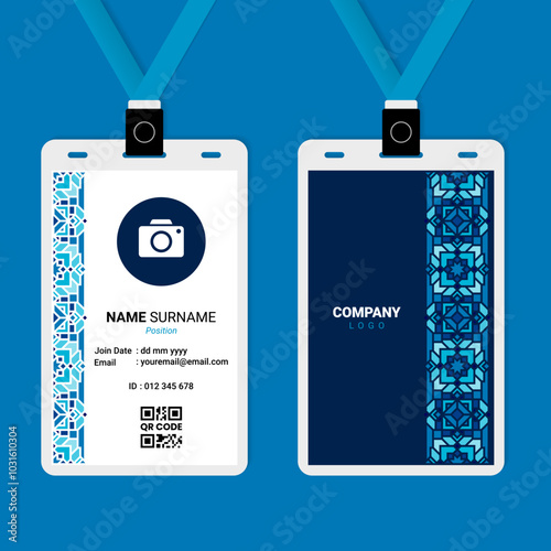 Oriental ID Card Design with Winter Ornament