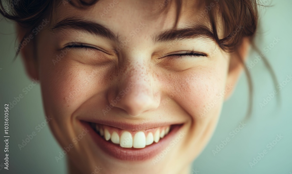 Close-up portrait of a smiling woman. Close-up portrait of a smiling woman.