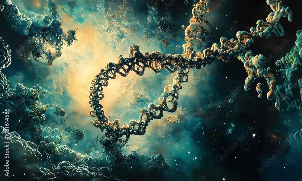 DNA Strand in Space with Cosmic Background with ai generated.
DNA Strand in Space with Cosmic Background with ai generated.