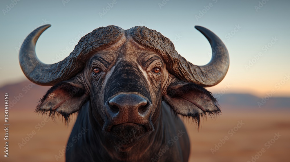African Cape Buffalo Bull Portrait Sunset Savanna Wildlife Photography African Cape Buffalo Bull Portrait Sunset Savanna Wildlife Photography