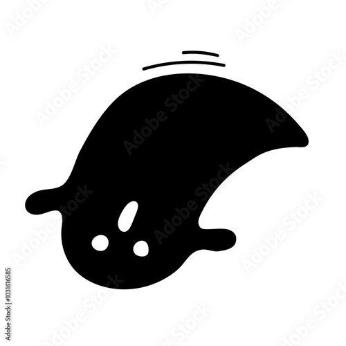驚いた顔の浮遊している黒いオバケ