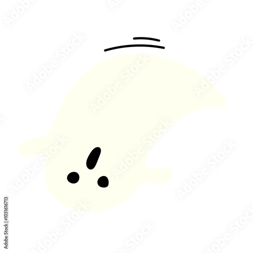 驚いた顔の浮遊している白いオバケ