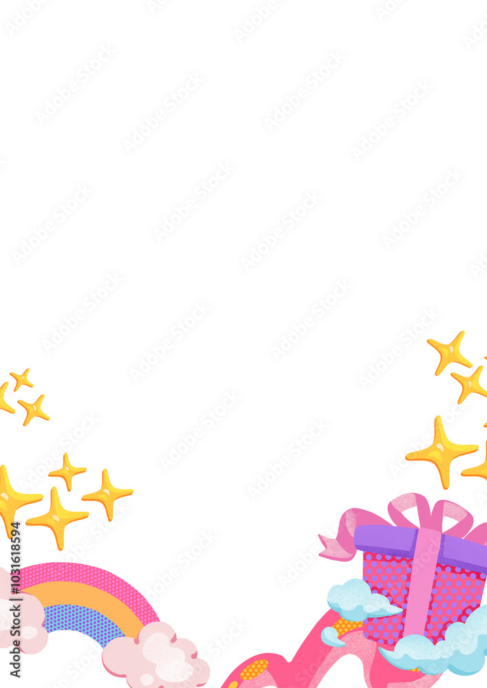 gift box with rainbow star, hand drawn digital painting seamless pattern gift box with rainbow star, hand drawn digital painting seamless pattern