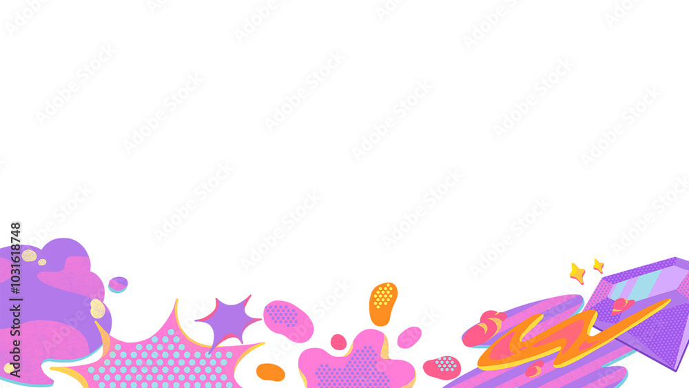 Fototapeta premium purple bubble banner splah flash with purple diamond, hand drawn digital painting seamless pattern