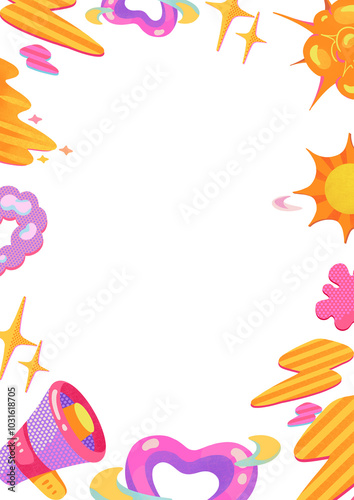 purple and yellow flash banner boom star explosion, hand drawn digital painting seamless pattern