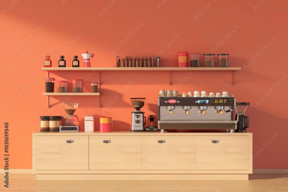 Fototapeta premium The coffee maker and coffee making equipment are on the counter