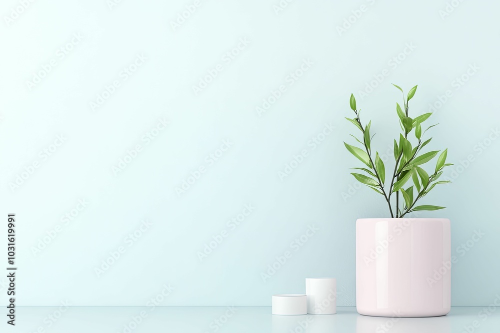 Elegant Green Plant in a Clear Glass Vase on a Soft Surface, Showcasing Natural Beauty and Serenity for Home Decor and Interior Design Inspiration Elegant Green Plant in a Clear Glass Vase on a Soft Surface, Showcasing Natural Beauty and Serenity for Home Decor and Interior Design Inspiration
