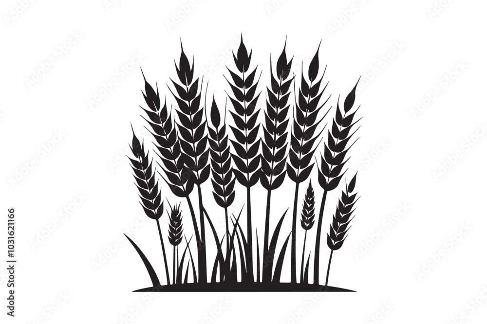 Obraz premium Agricultural Elegance Graceful Wheat Field Silhouette Vectors
