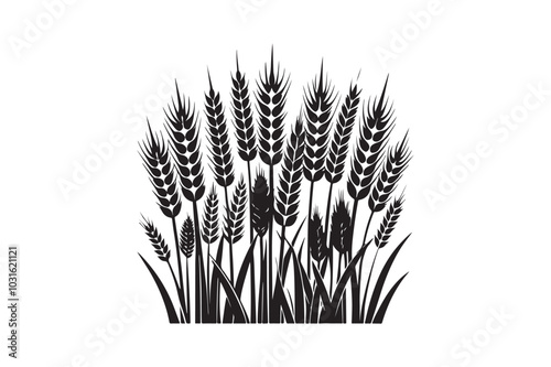 Agricultural Elegance Graceful Wheat Field Silhouette Vectors