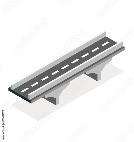 Isometric bridge. Road icon. Urban infrastructure. Highway bridge.