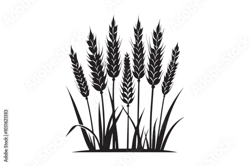 Agricultural Elegance Graceful Wheat Field Silhouette Vectors