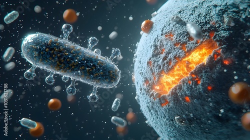 Detailed microscopic comparing healthy and damaged mitochondria the essential cellular organelles responsible for energy production in biological organisms photo