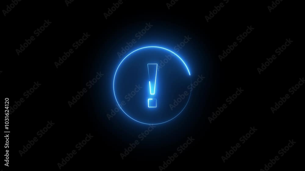 Futuristic glowing exclamation mark with plexus lines and glitter particles. Realistic bright night signboard. . Futuristic glowing exclamation mark with plexus lines and glitter particles. Realistic bright night signboard. .