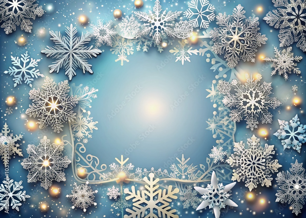 Square Christmas Background with Openwork Snowflake Border for Festive Designs Square Christmas Background with Openwork Snowflake Border for Festive Designs