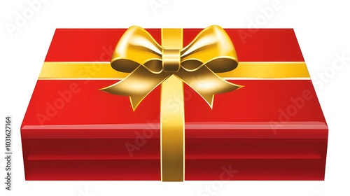 Wrapped Gift Box with Gold Bow