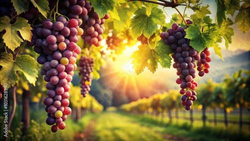 Wallpaper Mural Vintage Style Photography of a Bunch of Grapes on a Vine in a Sunlit Vineyard, Celebrating the Beauty of Nature and Agriculture, Perfect for Wine Lovers and Food Enthusiasts Torontodigital.ca