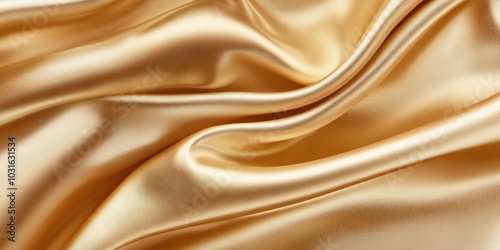 Shiny golden satin fabric in soft folds.