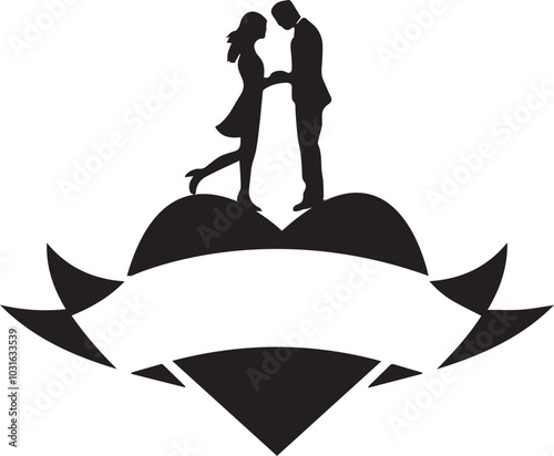 Couple in love silhouette, will you marry me text, couple proposed